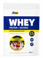 FIT WIN Whey Protein + Enzymes 900 г полуниця